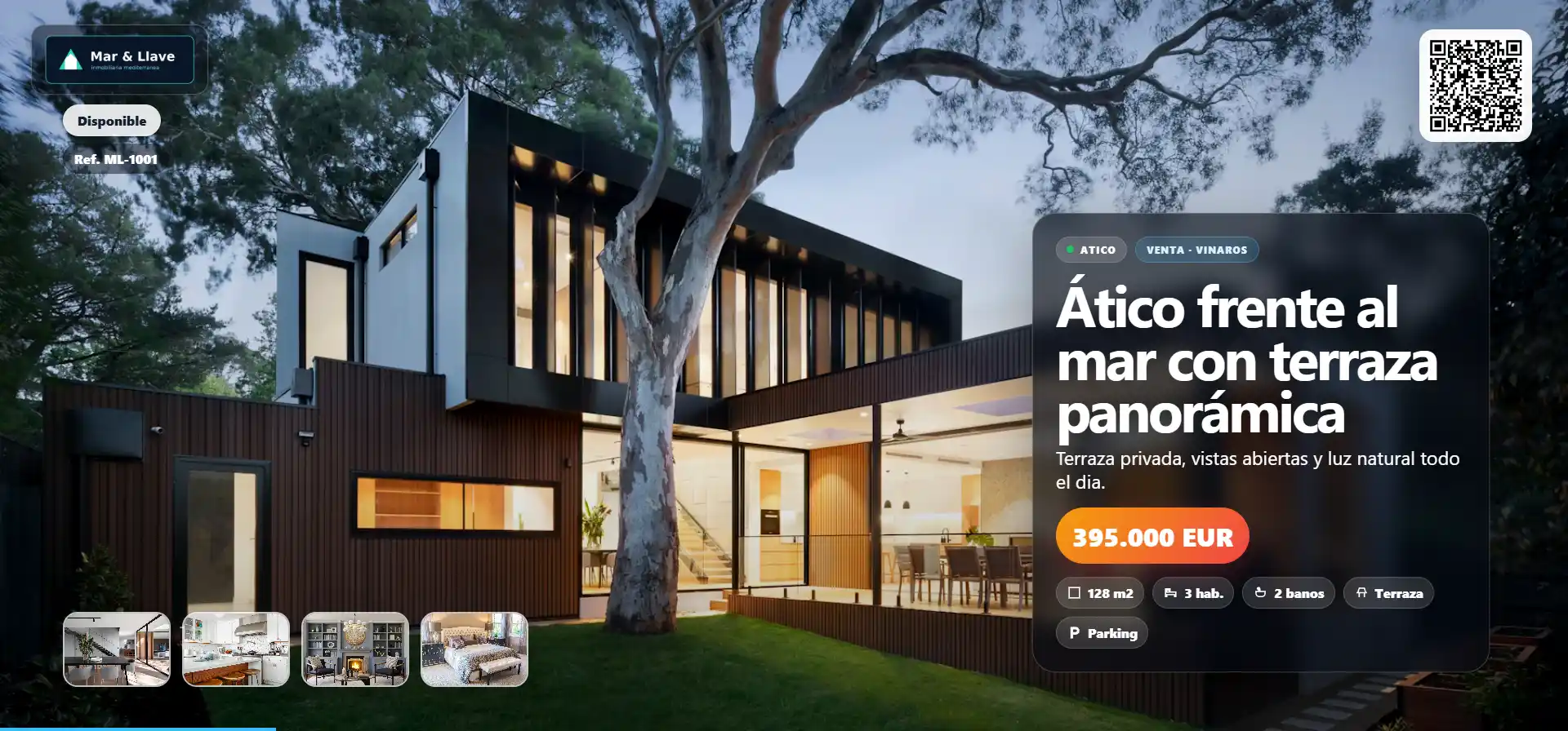Pantalla inmobiliaria con vivienda moderna