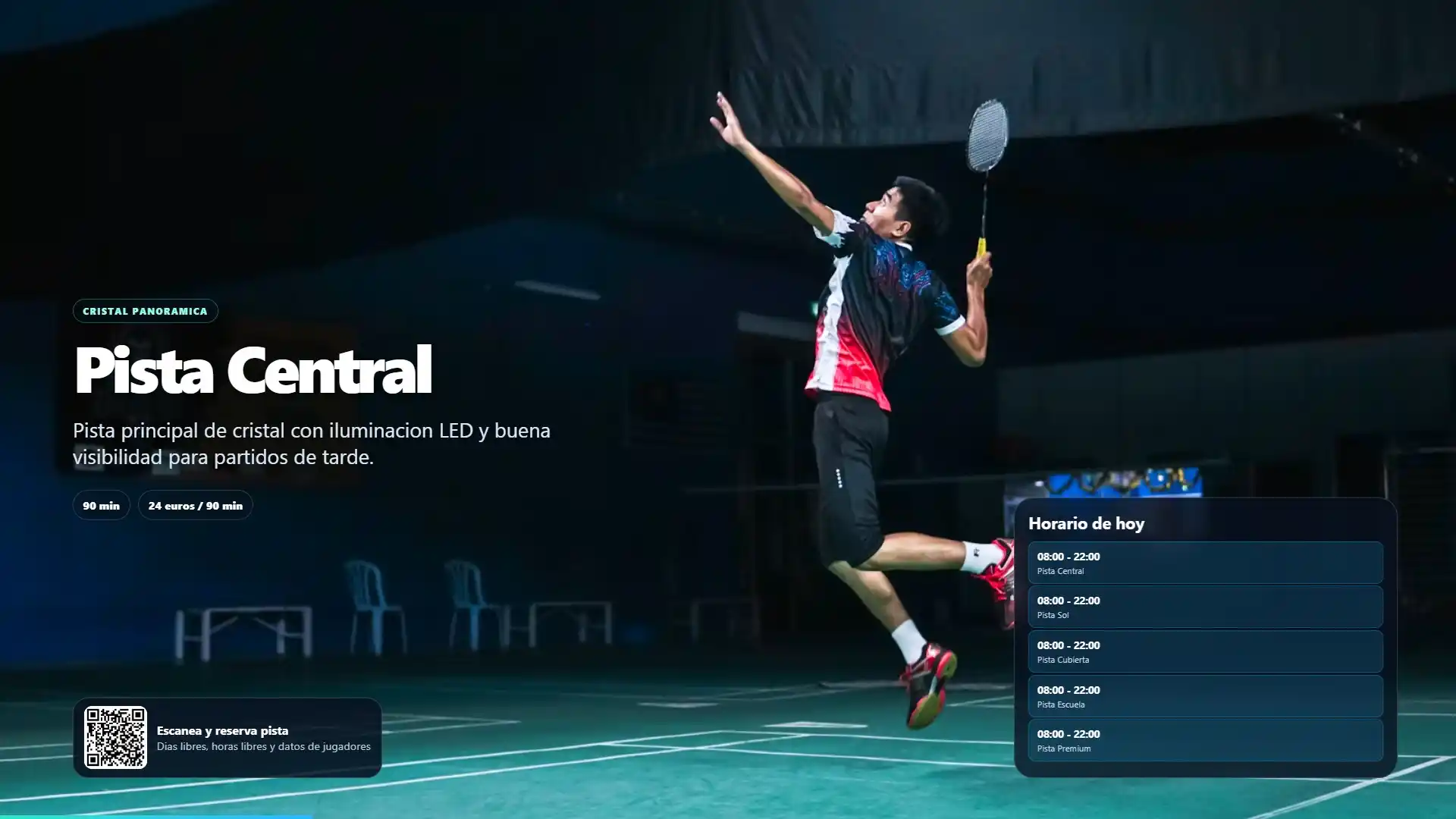 Kiosko VIVEOTV para club de padel con pista central